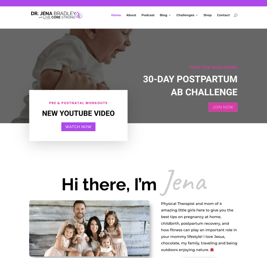 the website of a physical therapist with the best postpartum workout program